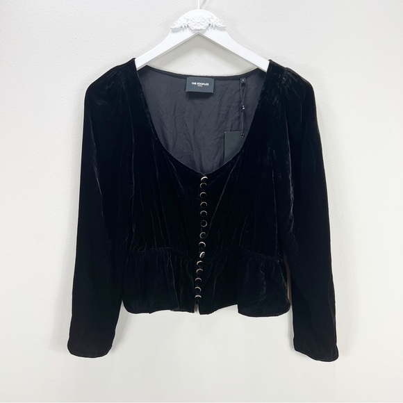 The Kooples crown velvet peplum top long sleeve size 2 nwt - Picture 2 of 8